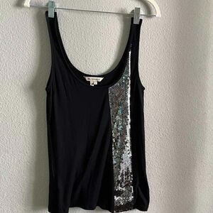 BCBGeneration Womens  Black Top  Sleeveless Draped Sequins Size S